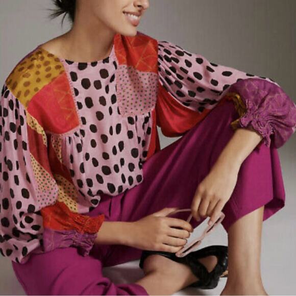 BI^nk London x Anthropologie Miranda Peasant Blouse - Picture 1 of 11